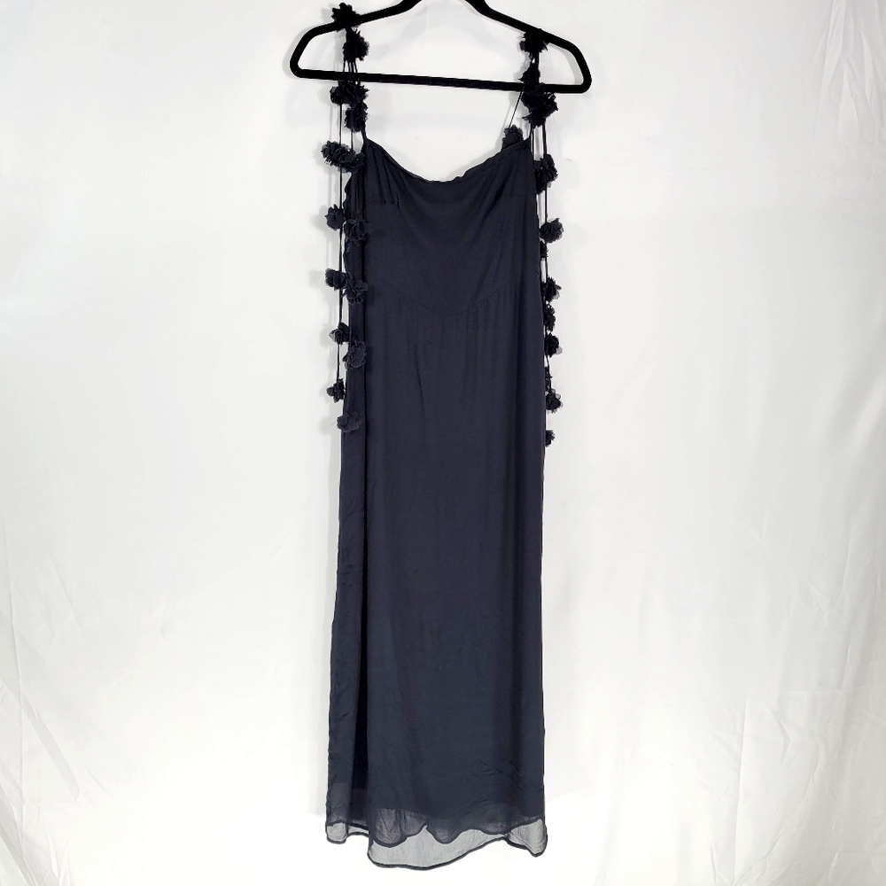 J Crew Collection rosette-strap sheath dress in chiffon Size 4 Black Romantic - Picture 6 of 11